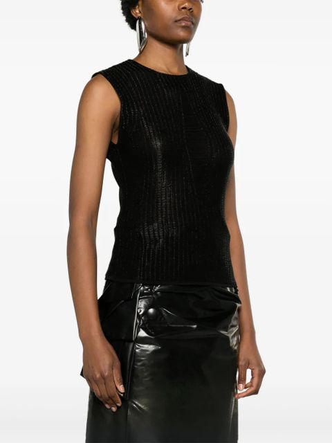 Alexander McQueen metallic-threading knitted tank top - Black - zdjęcie produktu nr 2