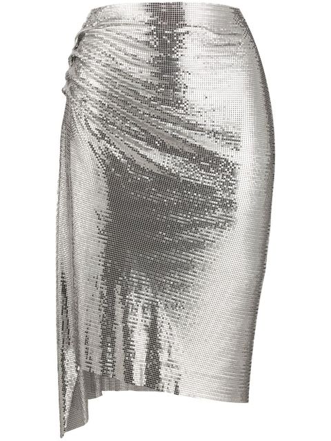 Rabanne chainmail ruched skirt - Silver - zdjęcie produktu nr 1