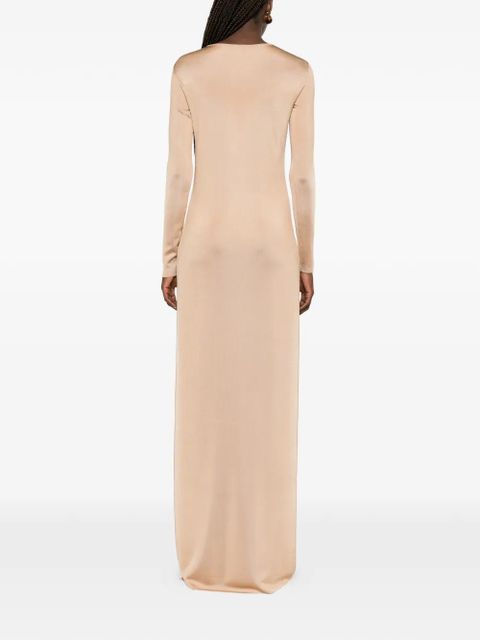 TOM FORD long-sleeve side-slit gown - Brown