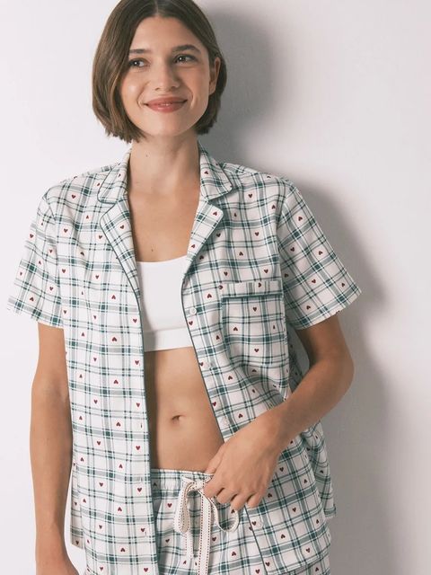 women'secret komplet piżamowy z bawełną damska kolor zielony 3792071