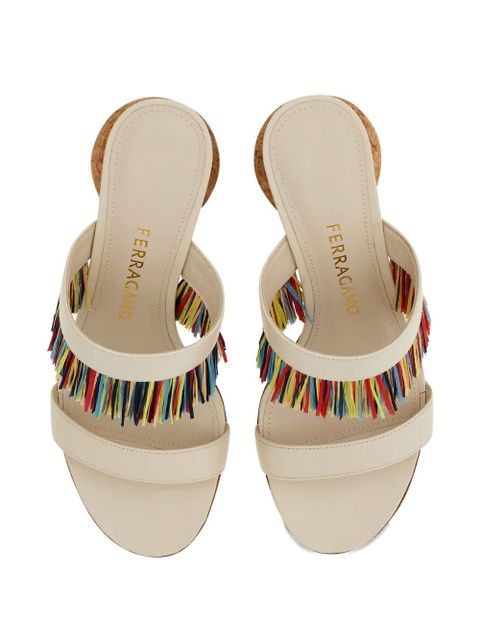 Ferragamo 75mm fringed sandals - White