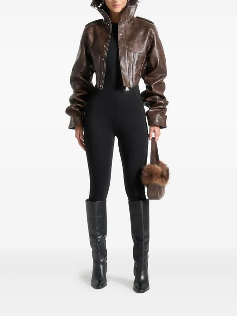 Manière De Voir Solange corset-detail tacked-sleeve jacket - Brown - zdjęcie produktu nr 2