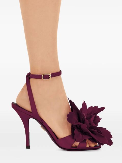 Ferragamo flower-embellished heeled sandals - Purple