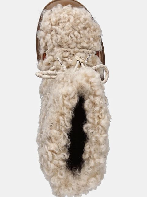 Tory Burch śniegowce Mellow Shearling Lace Up Boot kolor beżowy 170577.200