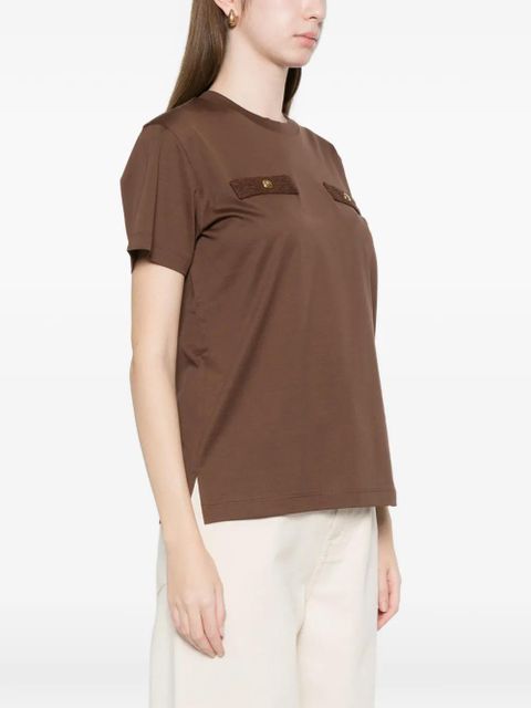 Moncler buttoned patch T-shirt - Brown