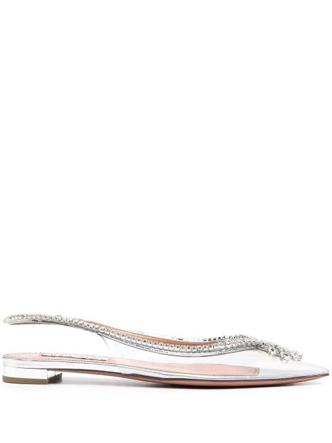 Aquazzura Seduction 20mm slingback ballerina shoes - Silver - zdjęcie produktu nr 1