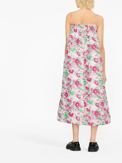 GANNI 3D jacquard strap dress - Pink