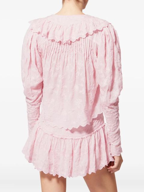 ISABEL MARANT Zelly ruffled embroidered top - Pink