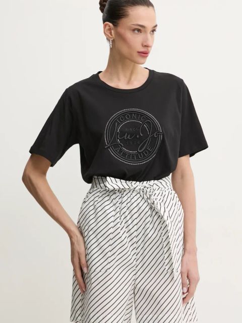 Liu Jo t-shirt bawełniany damski kolor czarny TA5174 JS923