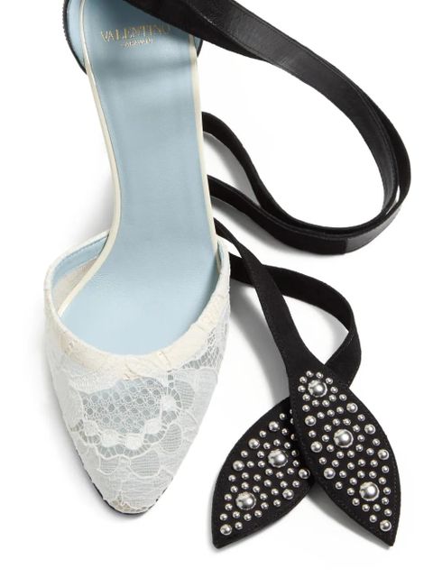 Valentino Garavani Foliefoliage tie-fastening pumps - White