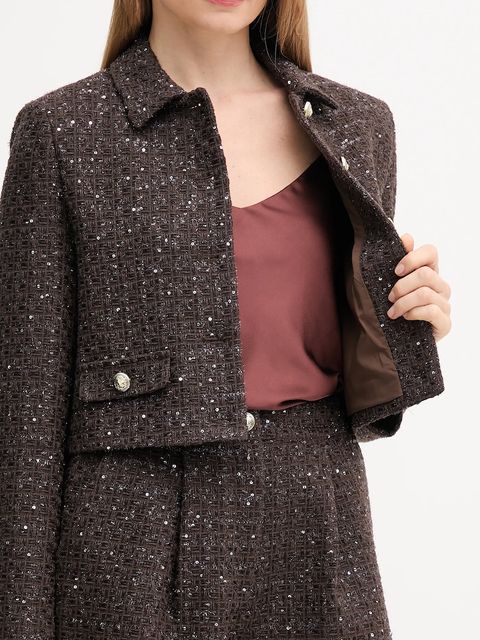 Gaudi marynarka z wełną kolor brązowy jednorzędowa gładka 521FD35003