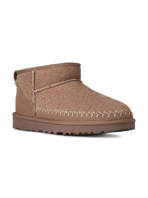 UGG śniegowce zamszowe Classic Ultra Mini Biarritz kolor brązowy 1171538.RYK - zdjęcie produktu nr 2