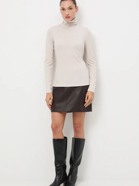 Medicine longsleeve z wełną kolor beżowy z golfem