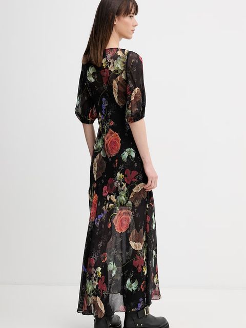 AllSaints sukienka z dodatkiem jedwabiu TIWA