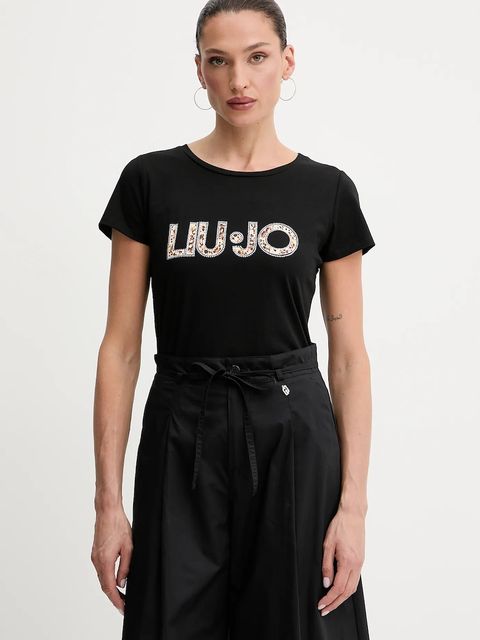 Liu Jo t-shirt damski kolor czarny VA5154.JS003 - zdjęcie produktu nr 1