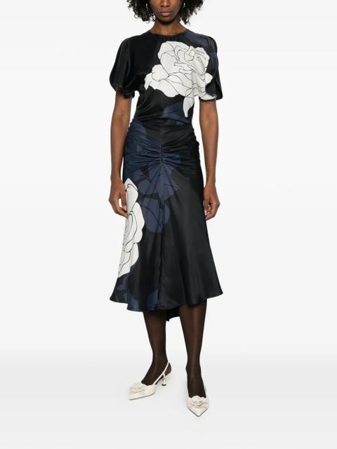 Victoria Beckham floral-print midi skirt - Black - zdjęcie produktu nr 2