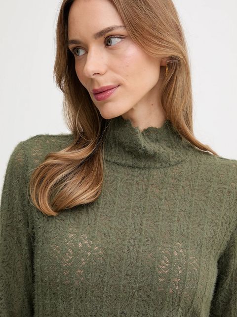 United Colors of Benetton sweter damski kolor zielony lekki z półgolfem 5W77DQ0AT