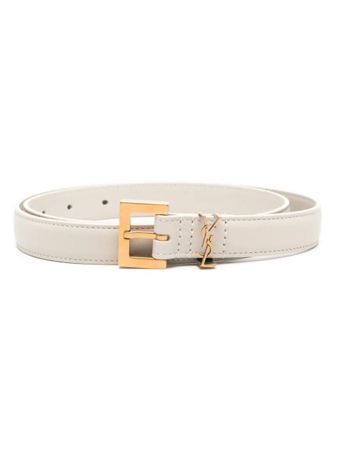 Saint Laurent Cassandre leather belt - White - zdjęcie produktu nr 1