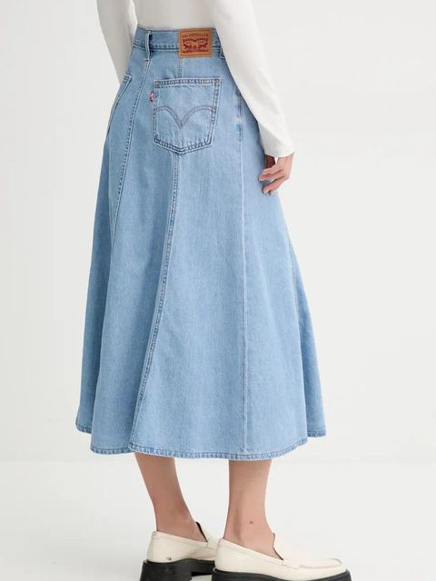 Levi's spódnica jeansowa kolor niebieski midi rozkloszowana A8730 - zdjęcie produktu nr 2