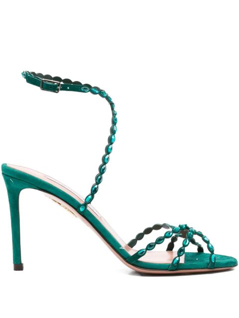 Aquazzura 90mm Love Struck embellished stiletto sandals - Green - zdjęcie produktu nr 1
