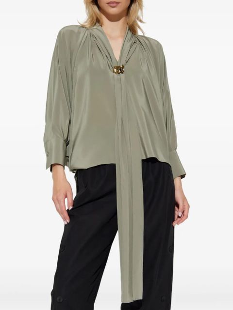 Max Mara pleated tie-neck blouse - Green - zdjęcie produktu nr 2