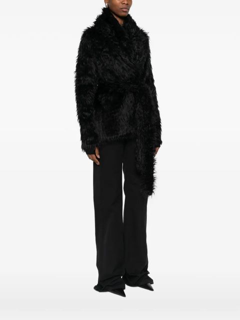 Balenciaga belted faux-fur jacket - Black