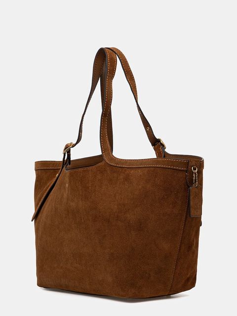 Coach torebka zamszowa kolor brązowy CBN47 - zdjęcie produktu nr 2