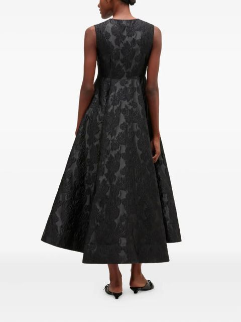 GANNI floral bow midi dress - Black