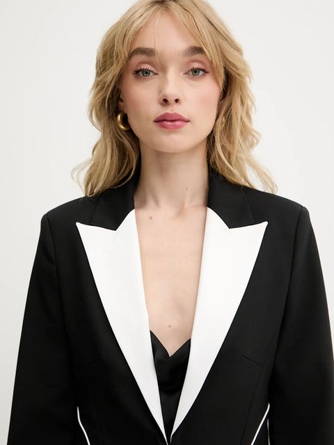 Karl Lagerfeld marynarka z domieszką wełny kolor czarny jednorzędowa wzorzysta A3W14039