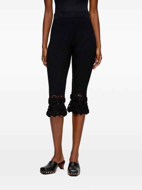 GANNI floral ribbed trousers - Black