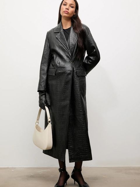 Answear.LAB płaszcz skórzany kolor czarny - zdjęcie produktu nr 1