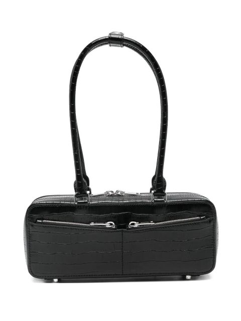 Self-Portrait crocodile-effect zip-top shoulder bag - Black - zdjęcie produktu nr 1