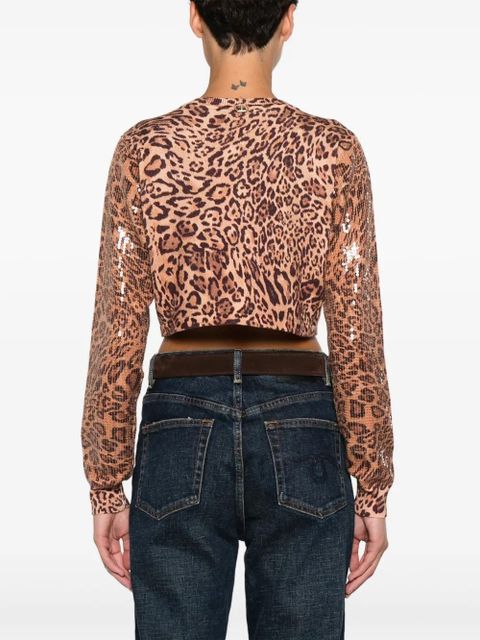 TWINSET leopard-print sequin cardigan - Brown
