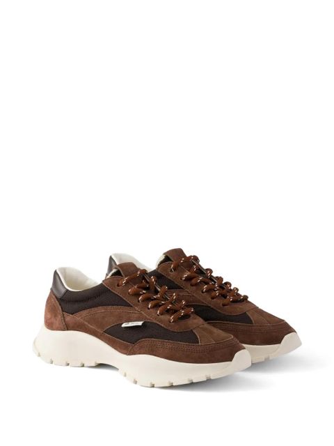 Prada mesh fabric and suede sneakers - Brown - zdjęcie produktu nr 2