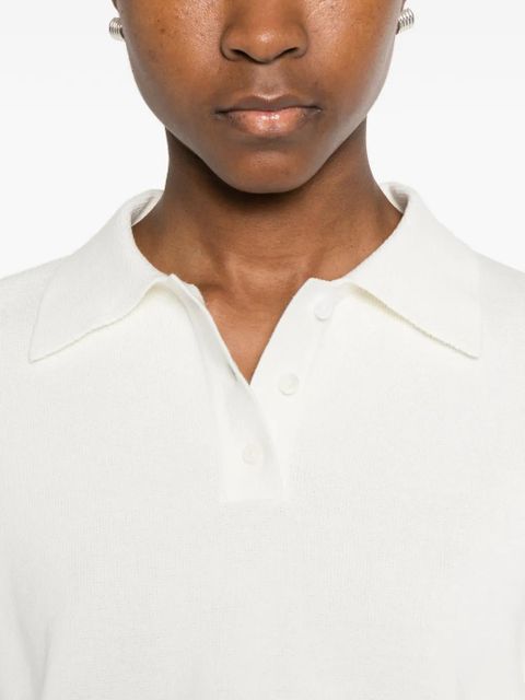 The Frankie Shop Nola short-sleeve knit polo top - White
