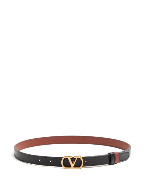 Valentino Garavani VLogo Signature reversible shiny calfskin belt - 20mm / 1.2 In. - Black - zdjęcie produktu nr 1