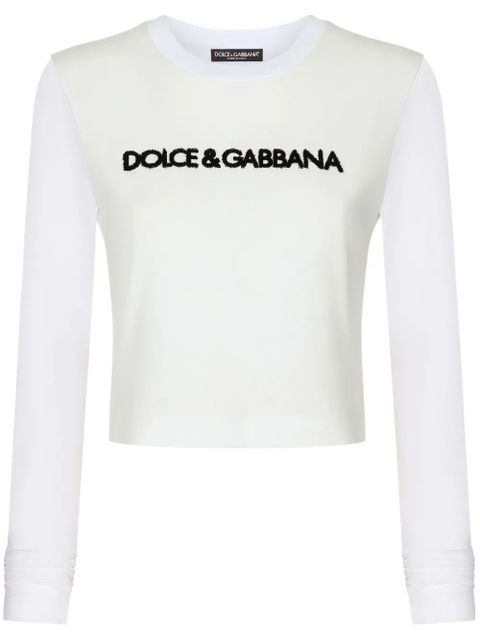 Dolce & Gabbana logo-lettering long-sleeve T-shirt - White - zdjęcie produktu nr 1