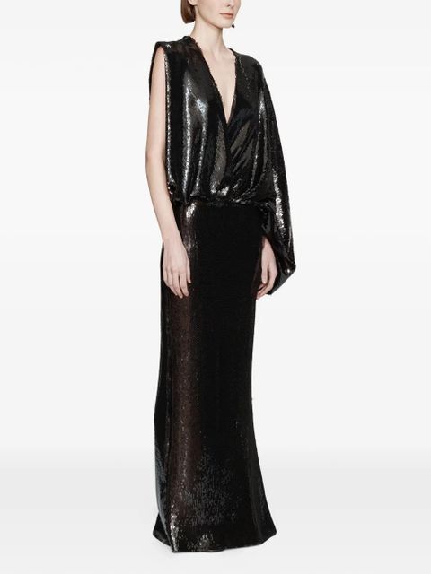 Christopher Esber Opaline Sequin Swaddled V-neck gown - Black - zdjęcie produktu nr 2