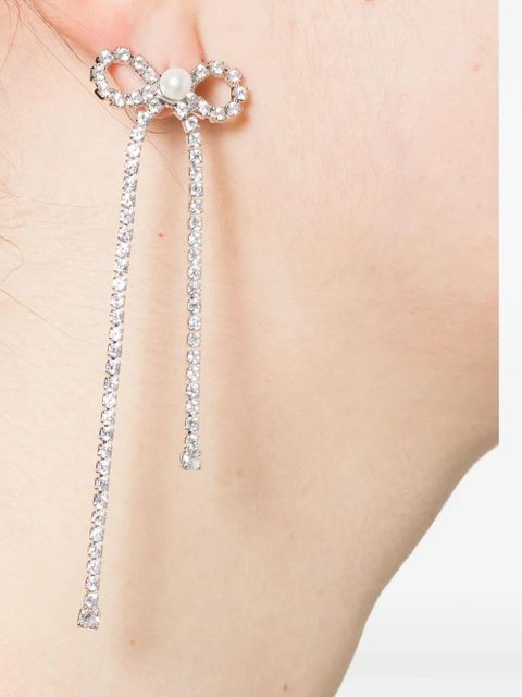 Self-Portrait crystal-embellished drop earrings - Silver