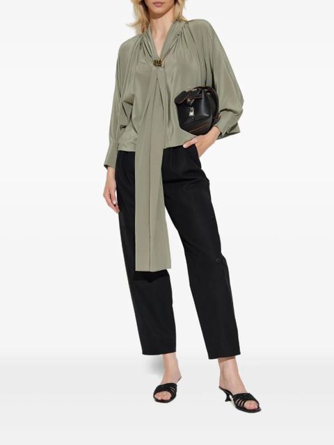 Max Mara pleated tie-neck blouse - Green