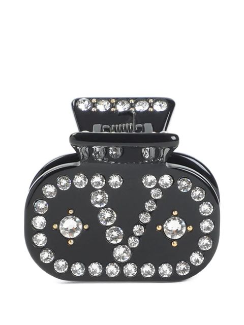 Valentino Garavani embellished-logo hair clip - Black