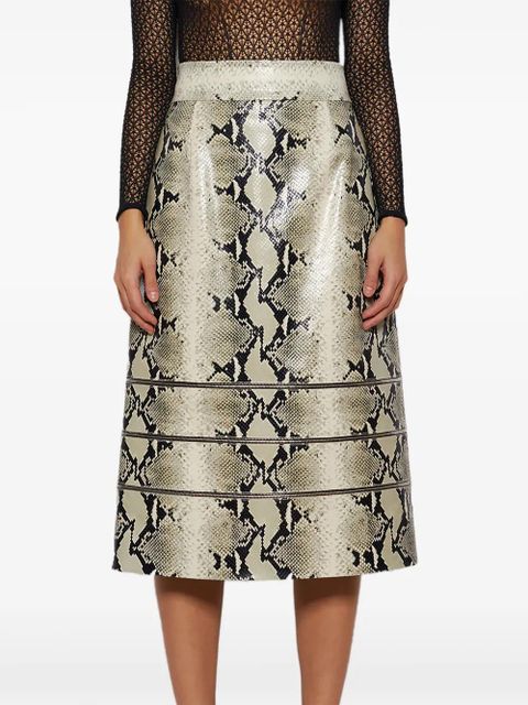 KHAITE Isla leather midi skirt - Neutrals