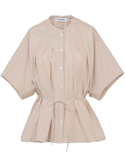 Yves Salomon striped pleated poplin shirt - Brown - zdjęcie produktu nr 1