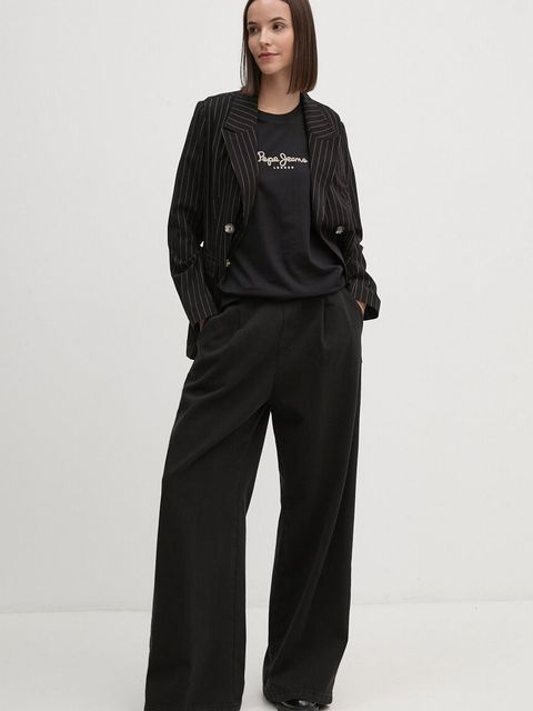 Dkny marynarka kolor czarny dwurzędowa wzorzysta D2G4A213