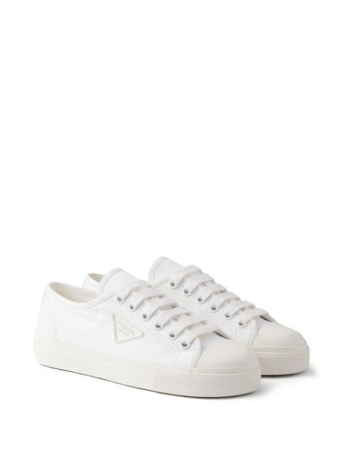 Prada triangle-logo canvas sneakers - White