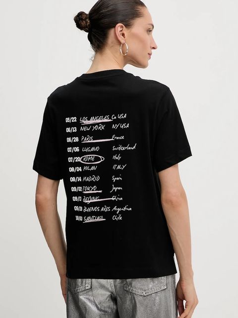 Guess t-shirt bawełniany damski kolor czarny W5YI07 I3Z14