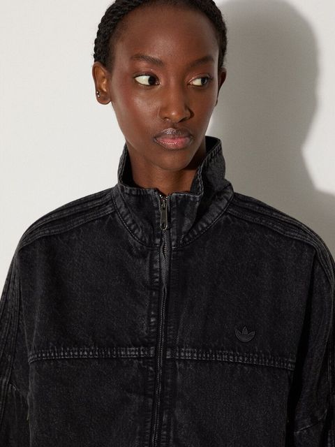adidas Originals kurtka jeansowa damska kolor czarny przejściowa oversize IW5759