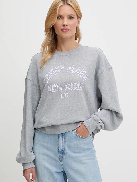 Tommy Jeans bluza bawełniana damska kolor szary z nadrukiem DW0DW21202 - zdjęcie produktu nr 1