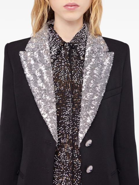 Rabanne sequin-collar wool coat - Black