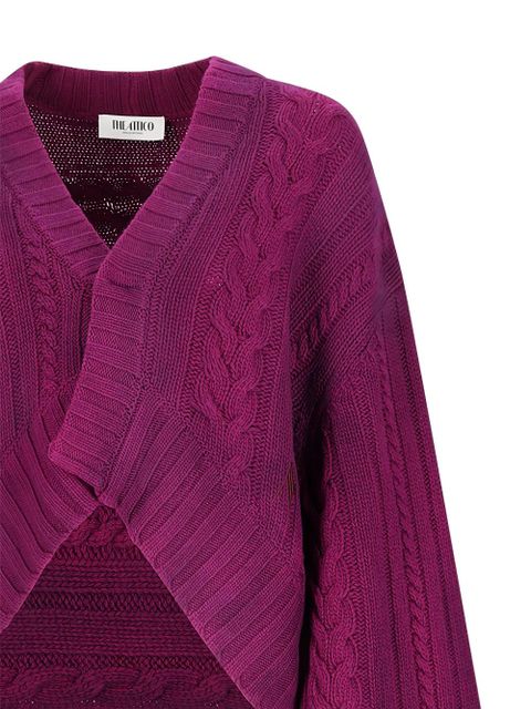 The Attico cable-knit v-neck cardigan - Purple